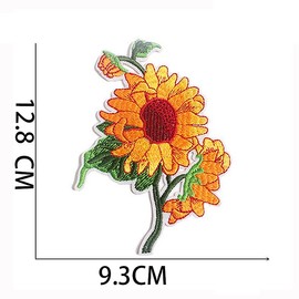 Wikineon Sunflower Iron/Sew on Patches, Cute Funny Daisy Flower Embroidered Applique Repair Patches, DIY Accessories for Clothes Jeans Backpacks Jackets Pants Hats Vest