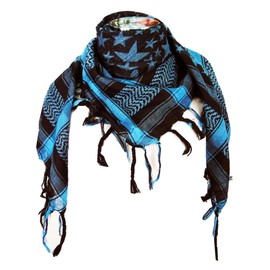 Tapp Collections Premium Star Pattern Shemagh Head Neck Scarf - Turquoise Blue/Black