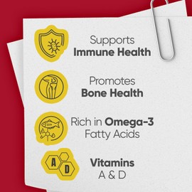 Emulsion de Escocia Cod Liver Oil, Cherry Flavor, 6.5 fl oz (1 Pack) – Fish Oil with Vitamins A, D, E, B1, Omega-3 for Immune and Bone Health, Kids & Adults