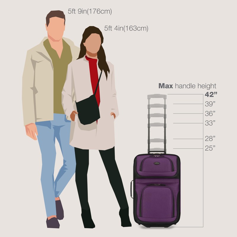 U.S. Traveler Rio Lightweight Softside Rolling Carry-on Suitcase, 2-Wheel Set,