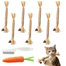 15 Pcs Silvervine Sticks para Gatos,Palitos para Gato Naturales de Silvervine,con Cepillo para Gatos y Juguetes para Gato para Morder,Limpieza Dental 