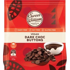 Sweet William Vegan Dark Choc Buttons 300g