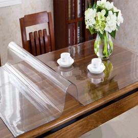 OstepDecor Custom 2mm Thick Clear Table Cover, 80 x 40 Inch, Table Protector for Dining Room Table, Clear Table Cloth Cover Protector, Clear Table Pad, Plastic Table Cloth for Kitchen Wooden Table