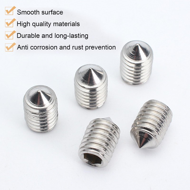 DHWEKU Set of 15 M6 Threaded Screws M6 Grub Screw
