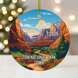Zion National Park Utah Ceramic Christmas Ornament, Scenic Canyon, 3-Inch