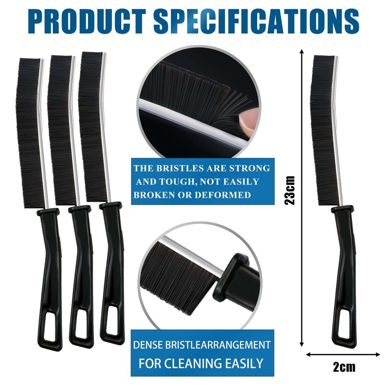 Hmseng Gap Cleaning Brush, Pack of 3 Hard Bristles Corner