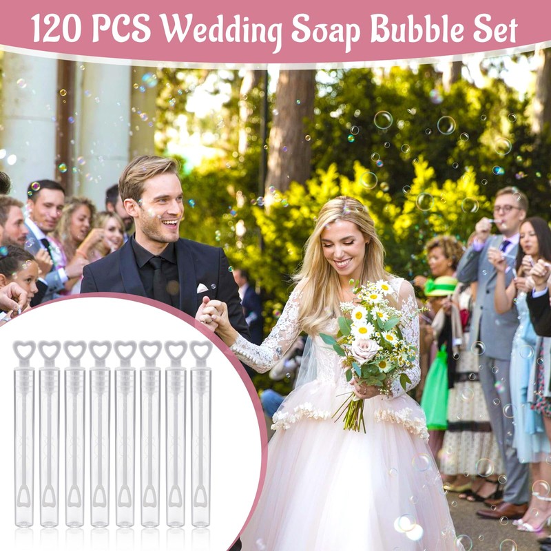 QUOTRE Soap Bubbles Wedding Pack, 120 Pieces Soap Bubbles Wedding