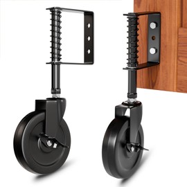 5” Spring Loaded Gate Wheel Side Break Gate Caster Wheel Gate Wheels for Wooden Gate, Fence Gate Wheel Fence Wheels for Gates, Ideal for Outdoor Gates, 200 LBS Capacity, 1 Pcs, Black