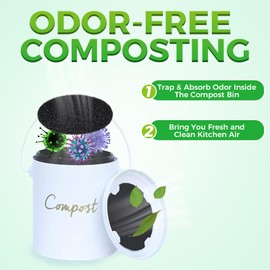 MOOTVGOO 12 Pack 6.7" Compost Bin Filters, Activated Charcoal Compost Filters for Kitchen Compost Bucket Home Countertop Compost Pail, Round