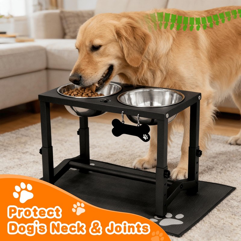 Elevated Dog Bowls, 4 Height Adjustable Metal Raised Bowl Stand
