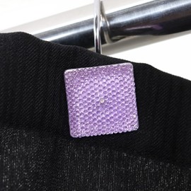 Purple Shower Curtain Hooks Rings: Lavender Bling Glitter Sparkle Shiny Square Crystal Diamond Decorative Shower Curtain Hooks for Christmas & Holidays - Fancy Glam Shower Curtain Hangers - Set of 12
