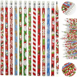48 Set Christmas Themed Pencil Set,Bulk Christmas Pencil with Christmas Erasers,Incentive Gift Festive Themed Pencil Set,for Kids Christmas Class Gifts Xmas Christmas Eve Box Fillers for Kids