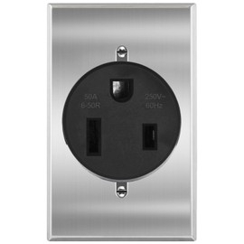 NEMA 6-50R Power Outlet 50 Amp 250V, Heavy-Duty 50A Receptacle, for Welders, Plasma Cutters, Electric Ranges, Dryers, and More UL Listed micmi (NEMA 6-50R w/Rectangle wallplate)