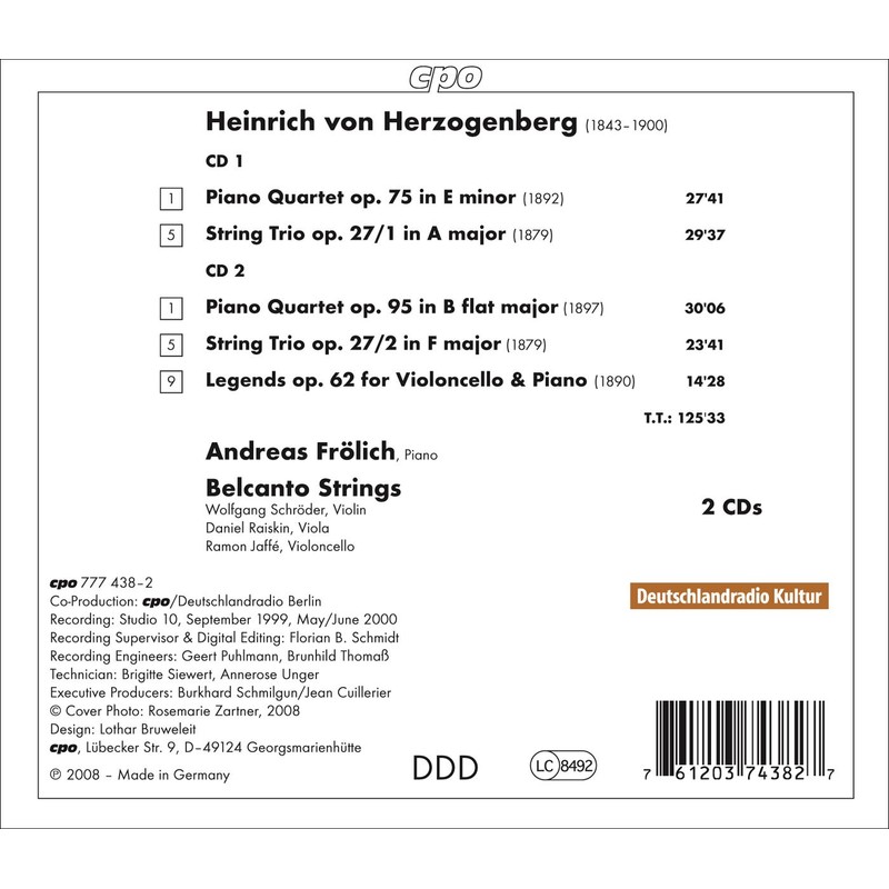 Heinrich Von Herzogenberg: Piano Quartets/String Trios/Legends