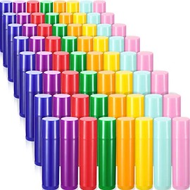 64 Tubos de Bálsamo Labial Envases Vacíos de Bálsamo Labial de 5 ml Tubos de Lápiz Labial de Plástico Giratorios Recargables Funda Tubo de Bálsamo de Brillo de Labios de Bricolaje, 8 Colores