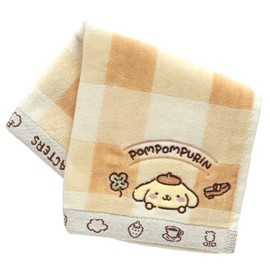Pompompurin 000838-0011-01 Towel Handkerchief, Gingham Check (Yellow), Women's Towel, Hand Towel, Approx. 9.8 inches (25 cm)