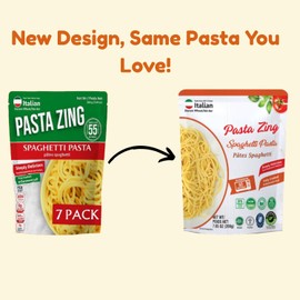Pasta Zing Spaghetti Pasta Made with Italian Durum Wheat | Ready to Eat Meals in 60 seconds | Fully Cooked, Microwave Meals, Ready Pasta for Dinner, Easy Dinner Sides | Pack of 7, 7.05 Ounce