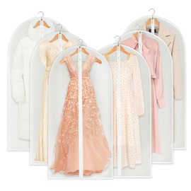 Phantasy® Garment Bag Suit Pack of 6 Moth Protection for Transparent High-Quality Garment Bags with Zip, Waterproof Dust Protection Shield for Suits Dresses Jackets Shirts 60 x 140 cm