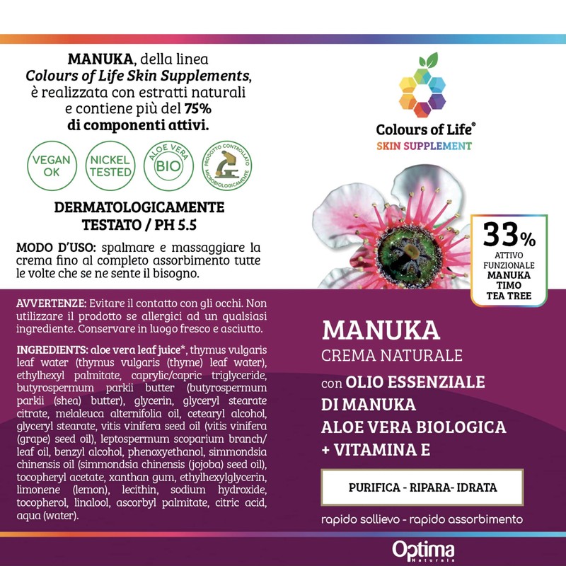 Optima Naturals Colours Of Life Manuka Cream 33% Versatile Skin