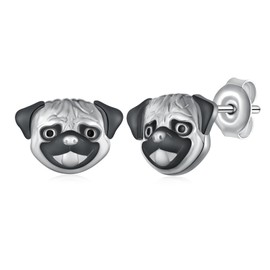 SCZKLAQ Pug Earrings for Women 925 Sterling Silver Pug Dog Earrings Cute Pet Dog Jewelry for Women Pug Gifts for Pug Lovers