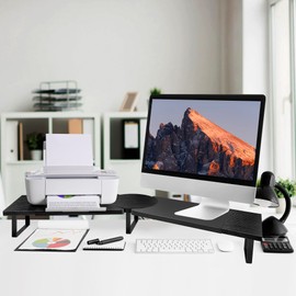 Dual-Monitor-Riser-Stand-For-Desk, Large Monitor Stand Riser For 2 Monitors With Adjustable Length Angle, Double Computer Riser For Desktop Organizer, Monitor Shelf Riser For TV Laptop Printer