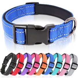 HEELE Dog Collar, Reflective Dog Collar, Soft Neoprene Padded Breathable Nylon Pet Collar Adjustable for Small Dogs, Royal-Blue, S(26-38cm)