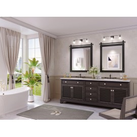 JIINGYO Black Farmhouse Bathroom Mirror, 24x32 Inch Black Vanity Mirror for Wall, Wood Framed Rustic Mirror Rectangular Wall Decor Mirrors for Entryway Living Room Bedroom