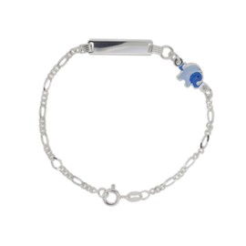 Aka Gioielli® - Kinder ID Armband 925 Sterling Silber mit Blauer emaille Elefant, Geschenk für mädchen und jungen