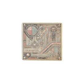 Wooden Fridge Magnet - Abstract Earth Design with Geometric Details, Unique Art Piece for Home Decoration (mag-kf25-538)