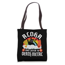 Hawaiian Cat Rainbow Retro Aloha And Listen To Death Metal Tote Bag