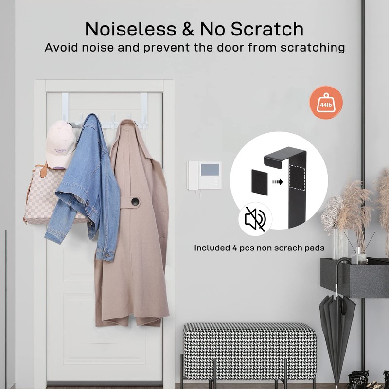 Optish White Aluminum Over The Door Hooks, 12 Coat Hooks,