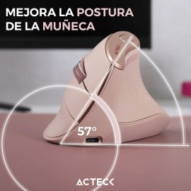 Mouse Ergonomico Vertical 2 Modos Bt Virtuos Acteck Mi770 Color Rosa
