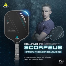 JOOLA Collin Johns Scorpeus Pickleball Paddle w/Charged Surface Technology for Increased Power & Feel - Fully Encased Carbon Fiber Pickleball Paddle w/Larger Sweet Spot - USAPA Approved. 16mm Core