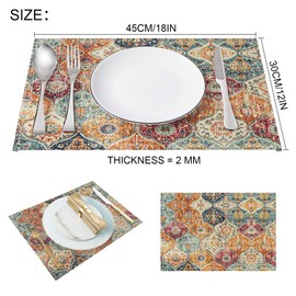 XPHZZL Table Mats Set of 4 Boho Monaco Pattern Decorative Placemats Washable Non-slip 45 x 30cm Heat Resistant for Kitchen Dinning Restaurant 18"X12" (4pc-Cream)