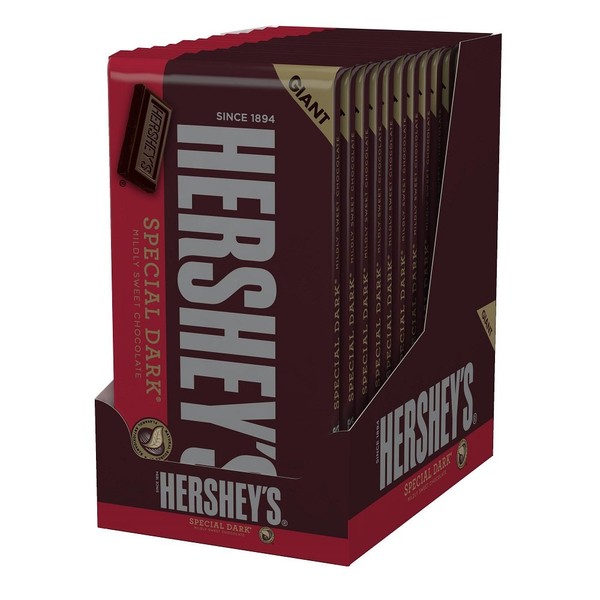 HERSHEY'S SPECIAL DARK Mildly Sweet Chocolate Candy, Individually Wrapped, 6.8 oz Giant Bars (12 Count)