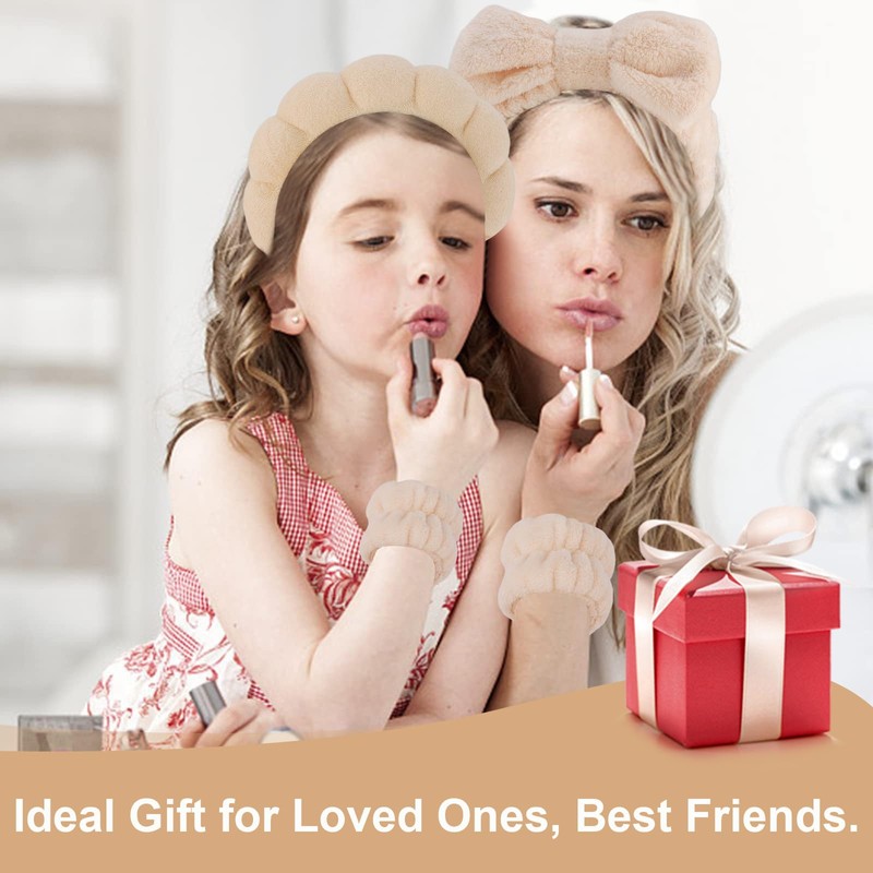 Canitor Spa Headband Wristband Set with Hair Clips Skincare Headbands