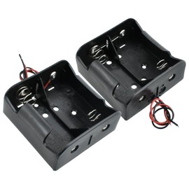 SDTC Tech 2-Pack 2 Slot D Cell Battery Holder 3V D Size Battery Case Box with Wire Leads