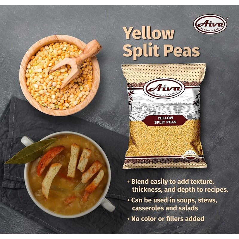 Aiva Yellow Split Peas Dried (Vatana, Matar)| Natural 4 lb
