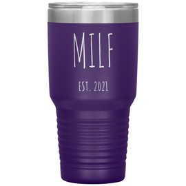 MILF Est 2021 Wine Tumbler Expecting Mom Gifts Push Present Funny Tumbler Insulated Hot Cold Travel Coffee Cup BPA Free