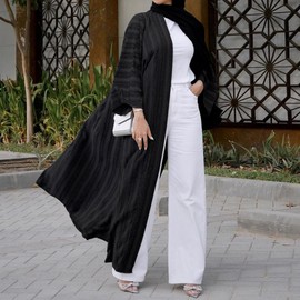 Front Open Abayas for Women Muslim with Hijab Scarf Women Prayer Clothes with Hijab Muslim Outfits Long Robe Abaya Dress for Women Dubai Style Cardi Robe Islamic Kaftans Eid Ramadan Dress Black M