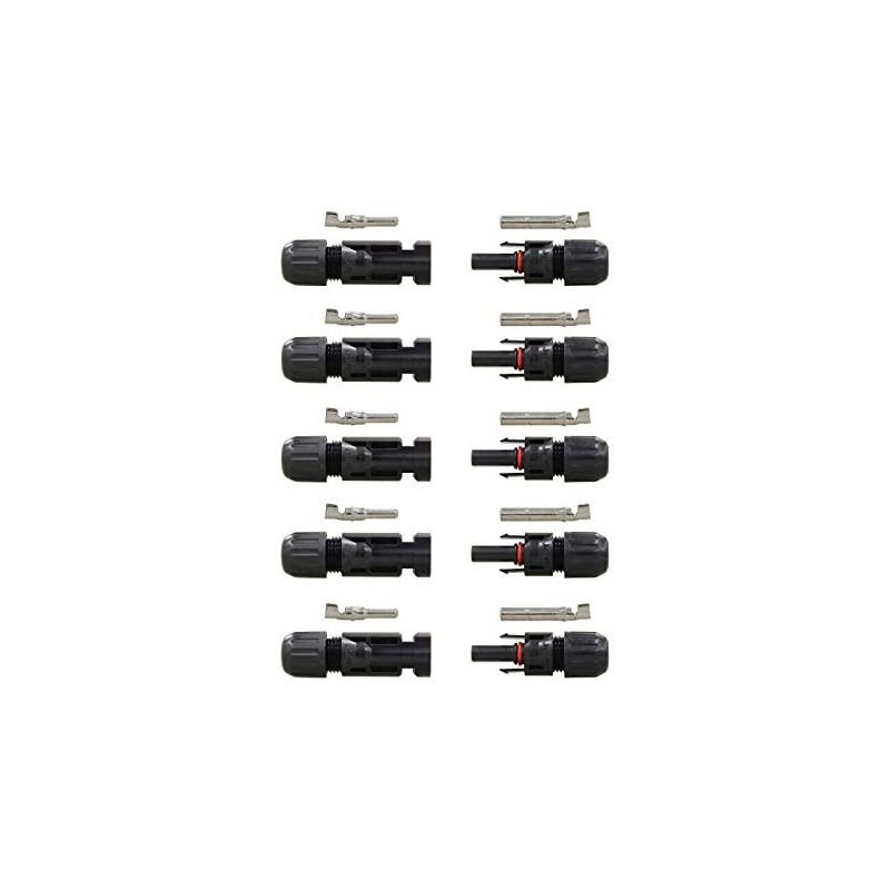 Renogy 5 Pair Solar Panel Cable Connectors, Black