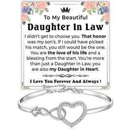 Chiside To My Daughter In Law Infinity Heart Bracelet, Bracelet Gift On her wedding day, Daughter in Law gift from Mother In Law For Birthday