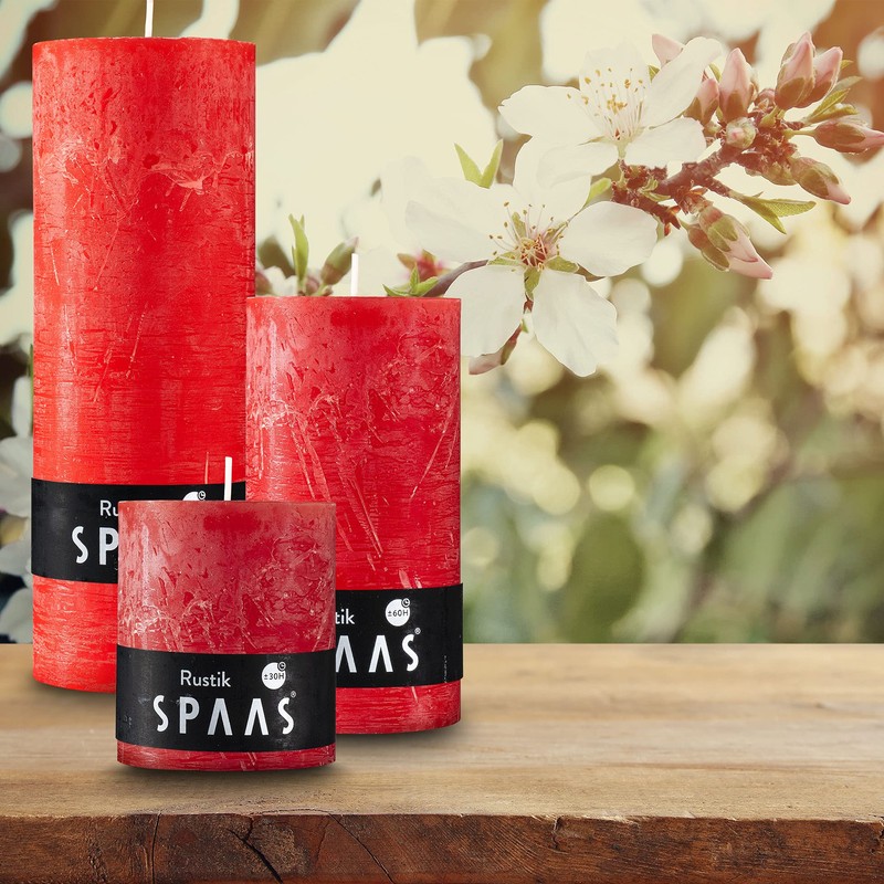 SPAAS Rustic Red Pillar Candles - 2.7" X 7.5" Decorative