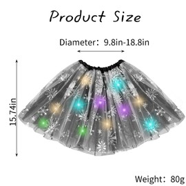 Christmas Women's LED Tulle Tutu Black Snowflakes Ballet Tutu Skirt Layered Tulle Tutu Skirt for Women and Girls