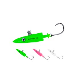BLUEWING Big Game Swing Hook Jig Head with High Strength Stainless Steel Ball Bearing Swivel and High Carbon Steel Hook 1pc Saltwater Fishing Lures Lead Jighead, Green 6oz