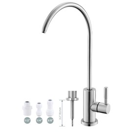 Drinking Water Faucet,Easy to Install Sink Water Filter Faucet,Lead-Free Reverse Osmosis Faucet for Kitchen Bar Sink,Brushed Nickel SUS304 Stainless Steel(Large)