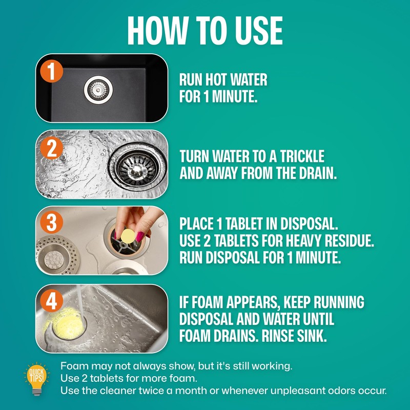 Sudstainables Garbage Disposal Cleaner Tablets 24-Pack - Sink Cleaner and