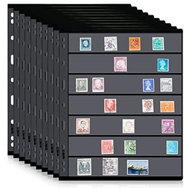 10 Sheets Stamp Pages Collector Stamp Album Page Stamp Pages for Stamp Album Binder with Standard 9 Hole Binder Sleeves for Stamp Collectors (7 Rows)