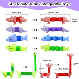 Animal Pop Tubes Fidget Toy, Fidget Tubes Sensory Toys for Autism Children or Adults, Sensory Tubes Fidget Toy for Kids Toddler, Stress Relief Toy, Party Bag Fillers for Kids (Brachiosaurus)