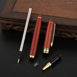 Borges Luxury Rosewood Ballpoint Pen Writing Set - Elegant Fancy Nice Gift Pen Set for Signature Executive Business Office Supplies - Gift Boxed with Extra Refills (Black